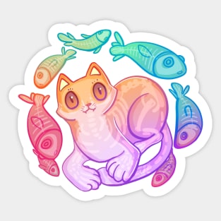 Ghost Cat and Fishes Sticker